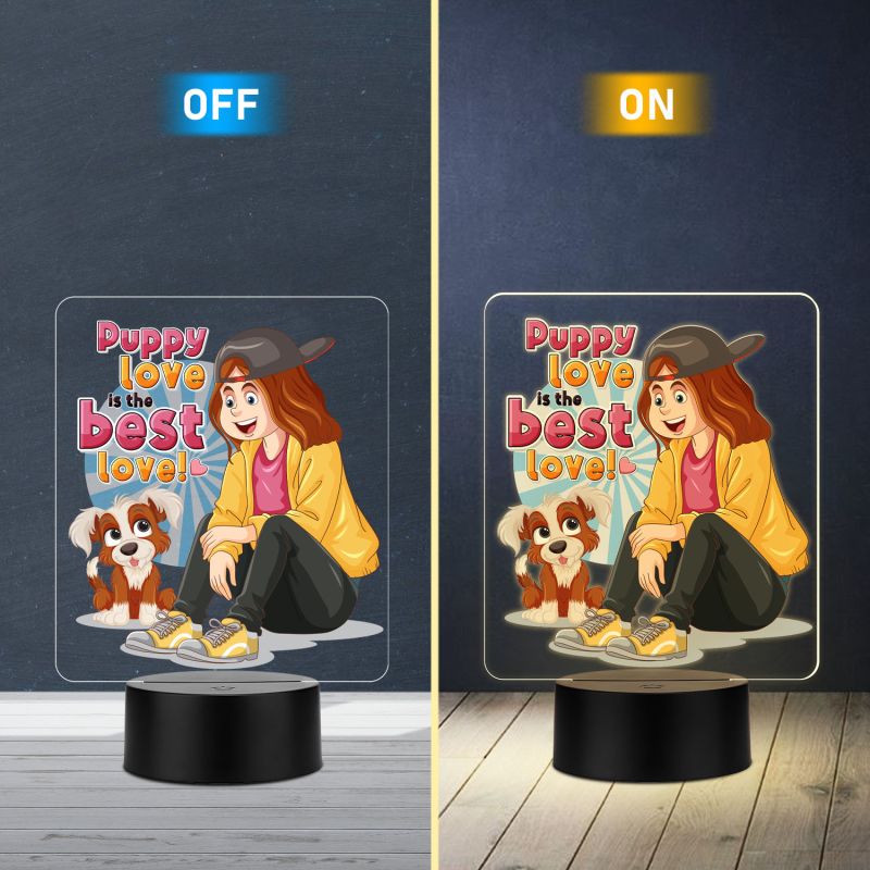 Puppy Love is The Best Love LED Night Light with Warm White Light, Dog Lover Gift Lamp for Baby, Toddler & Pet Lovers Cute Nursery & Bedside Decor Ideal Gift for Boys, Girls